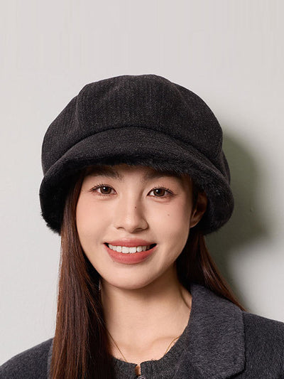 Women Winter Casual Plush Warm Octagonal Cap