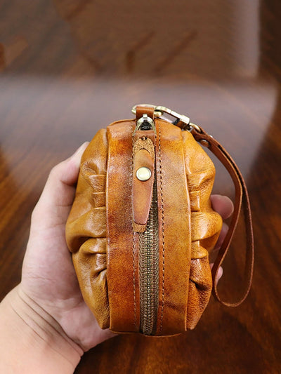 Women Vintage Genuine Leather Zipper Wallet