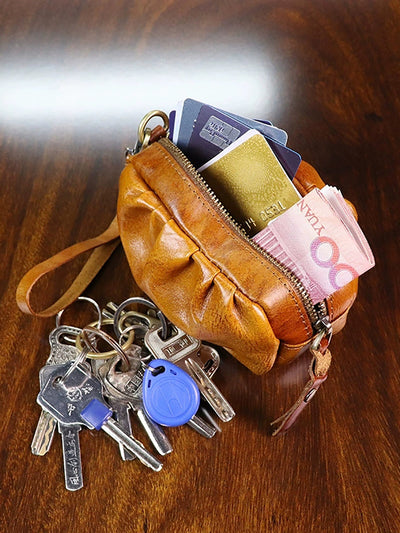 Women Vintage Genuine Leather Zipper Wallet