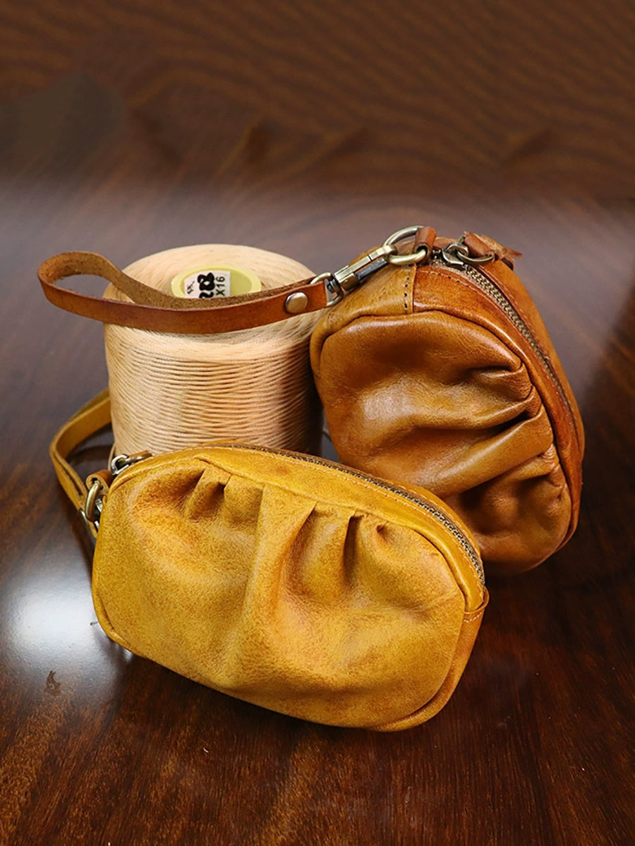 Women Vintage Genuine Leather Zipper Wallet