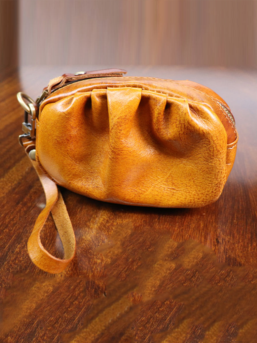 Women Vintage Genuine Leather Zipper Wallet