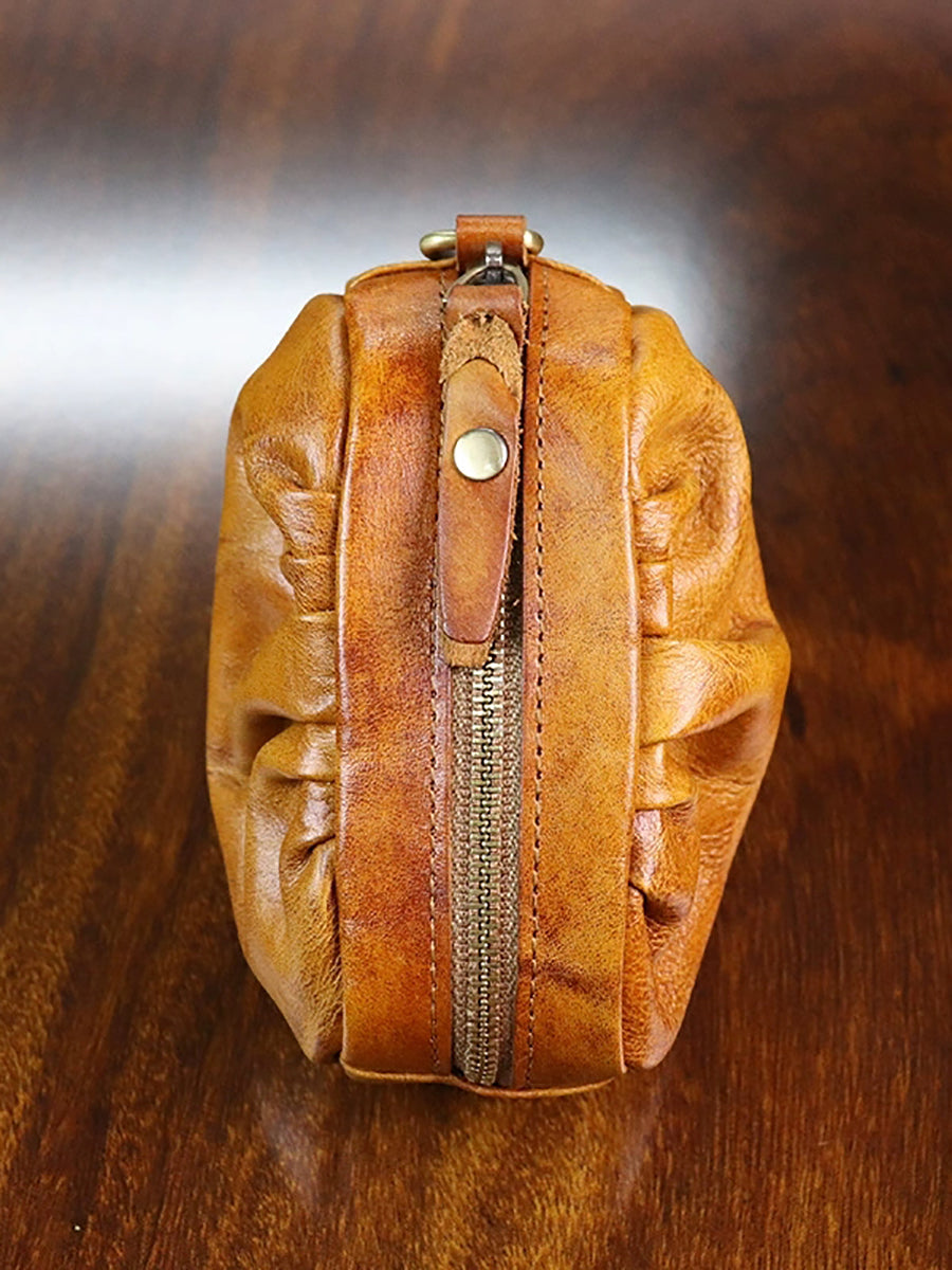 Women Vintage Genuine Leather Zipper Wallet