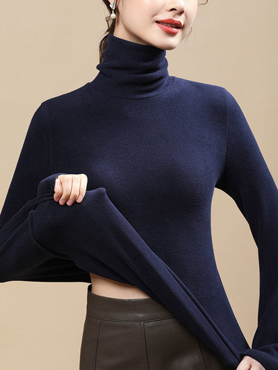 Women Autumn Casual Warm Turtleneck Base Blouse