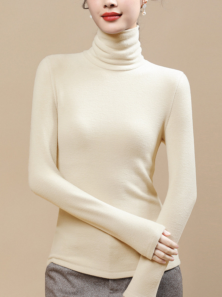 Women Autumn Casual Warm Turtleneck Base Blouse