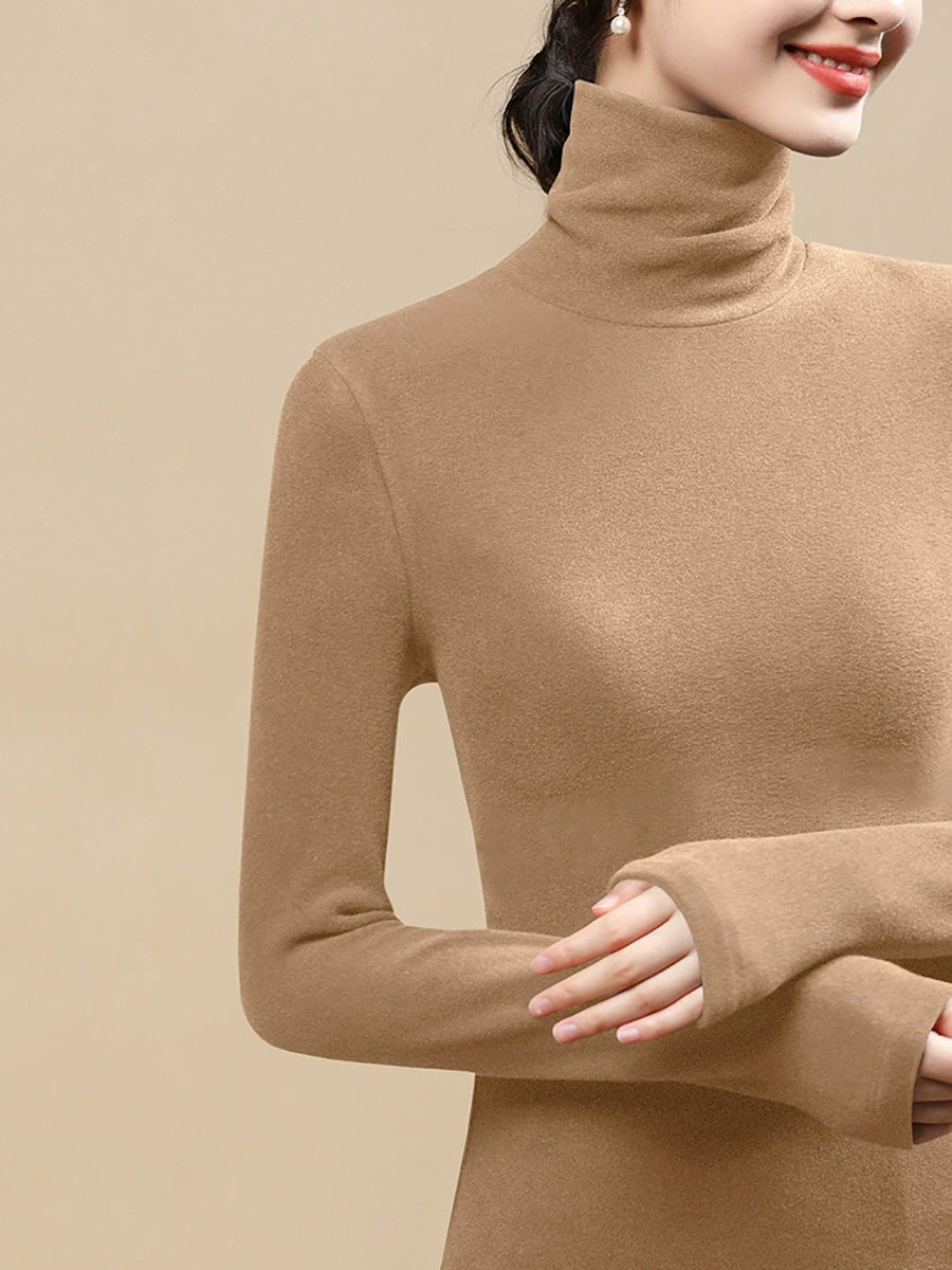 Women Autumn Casual Warm Turtleneck Base Blouse
