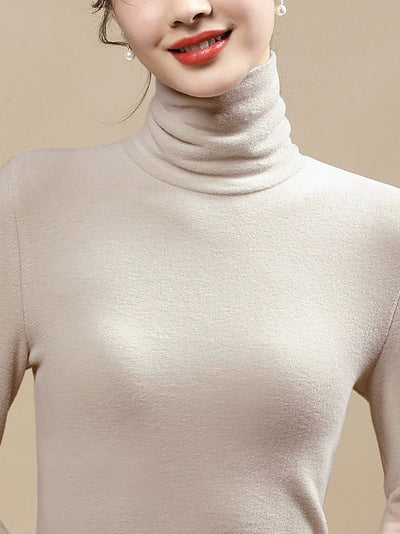 Women Autumn Casual Warm Turtleneck Base Blouse