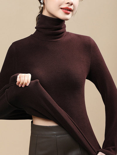 Women Autumn Casual Warm Turtleneck Base Blouse