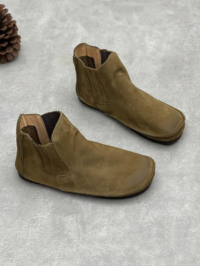 Women Vintage Genuine Leather Spliced Ankle Boots