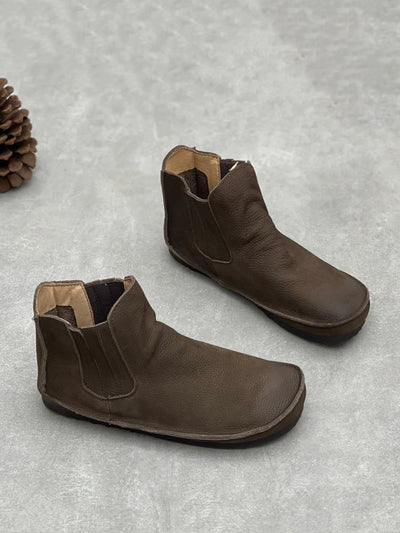 Women Vintage Genuine Leather Spliced Ankle Boots