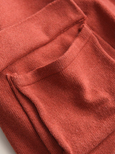 Women Autumn Pure Color Wool Hooded Knitted Coat