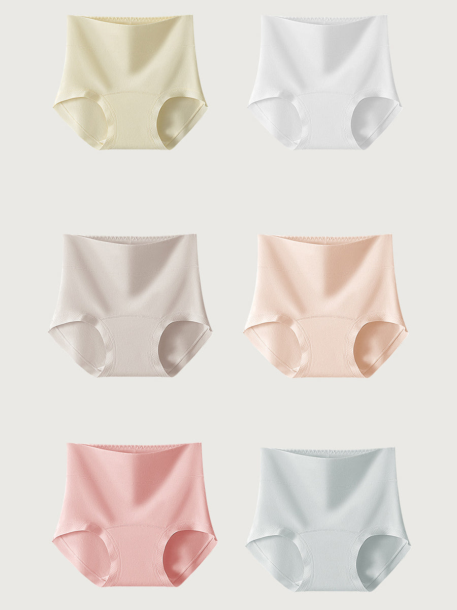 6 Pieces Women Winter Pure Color High Waist Underwear