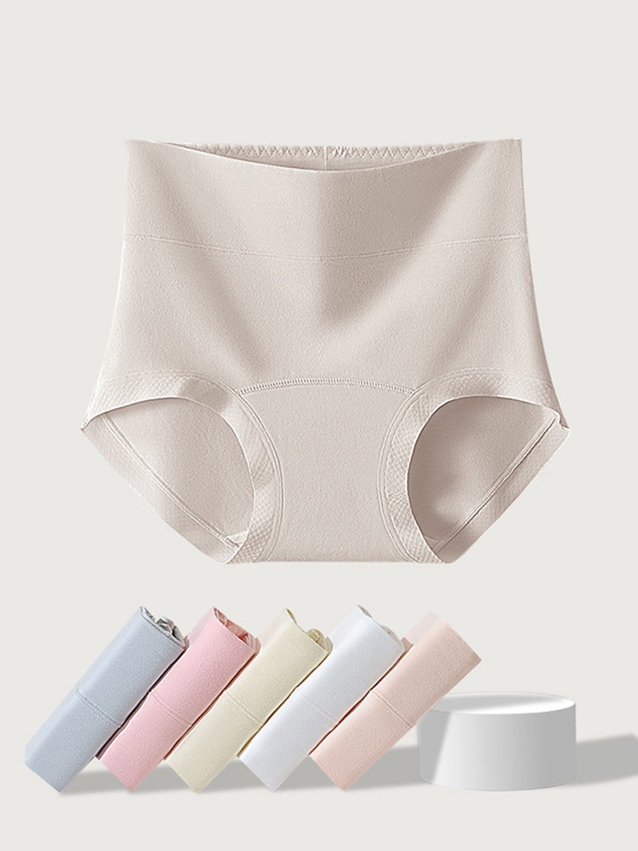 6 Pieces Women Winter Pure Color High Waist Underwear