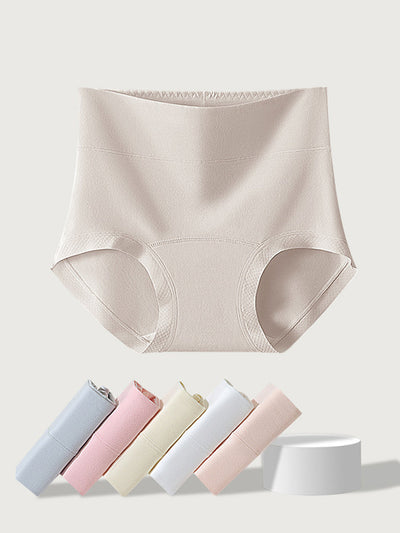 6 Pieces Women Winter Pure Color High Waist Underwear