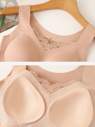 Women Autumn Warm Pure Color V-Neck Lace Base Vest