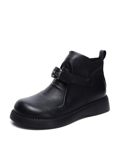 Women Vintage Genuine Leather Mid-Heel Ankle Boots
