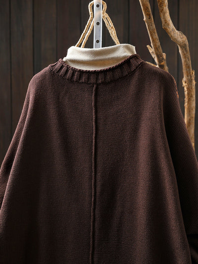 Women Autumn Vintage Flower O-Neck Knitted Sweater