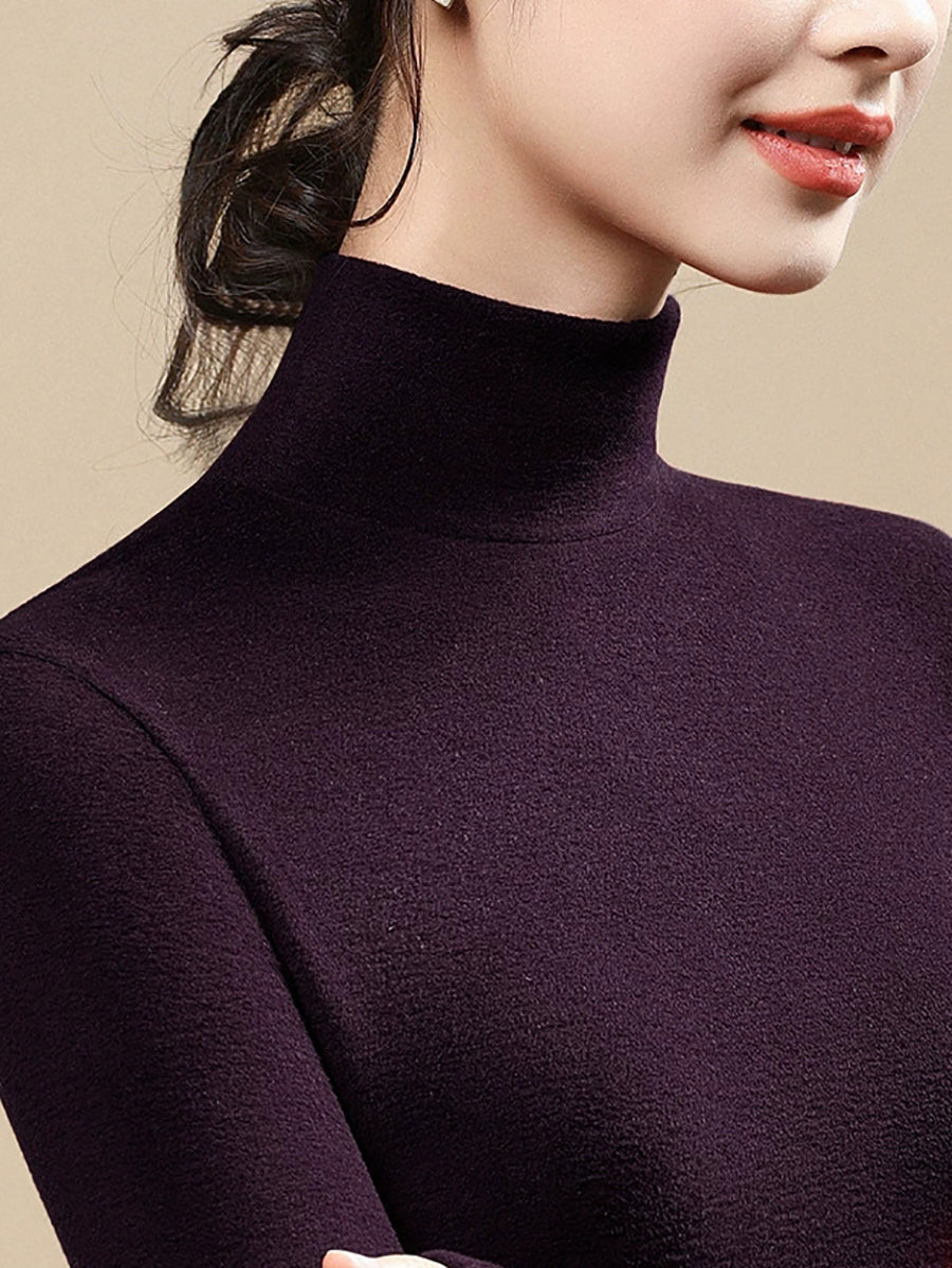 Women Autumn Casual Warm Turtleneck Base Blouse