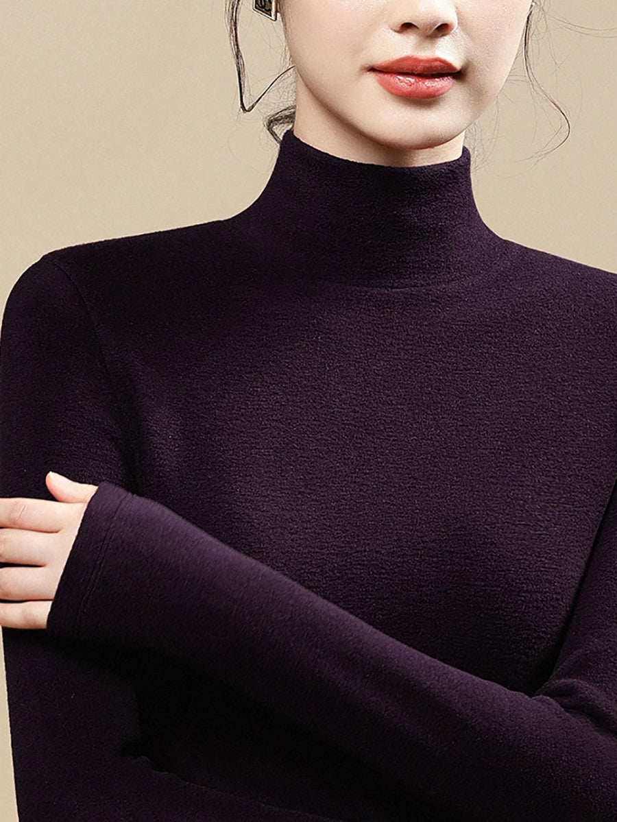 Women Autumn Casual Warm Turtleneck Base Blouse