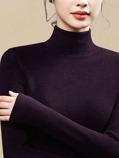 Women Autumn Casual Warm Turtleneck Base Blouse