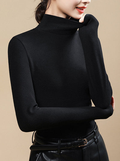 Women Autumn Casual Warm Turtleneck Base Blouse