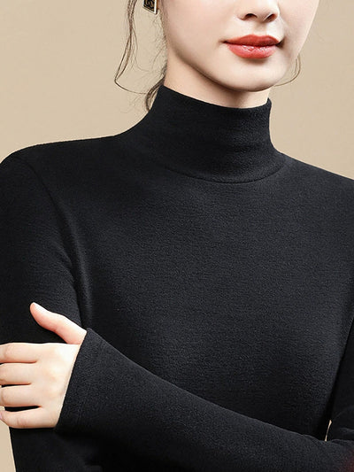 Women Autumn Casual Warm Turtleneck Base Blouse