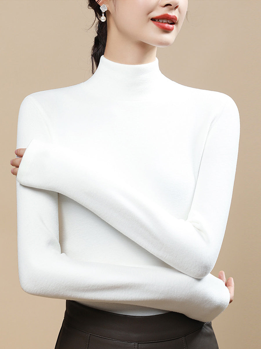 Women Autumn Casual Warm Turtleneck Base Blouse