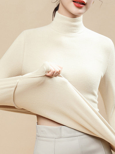 Women Autumn Casual Warm Turtleneck Base Blouse