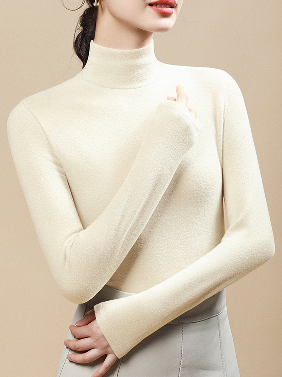 Women Autumn Casual Warm Turtleneck Base Blouse