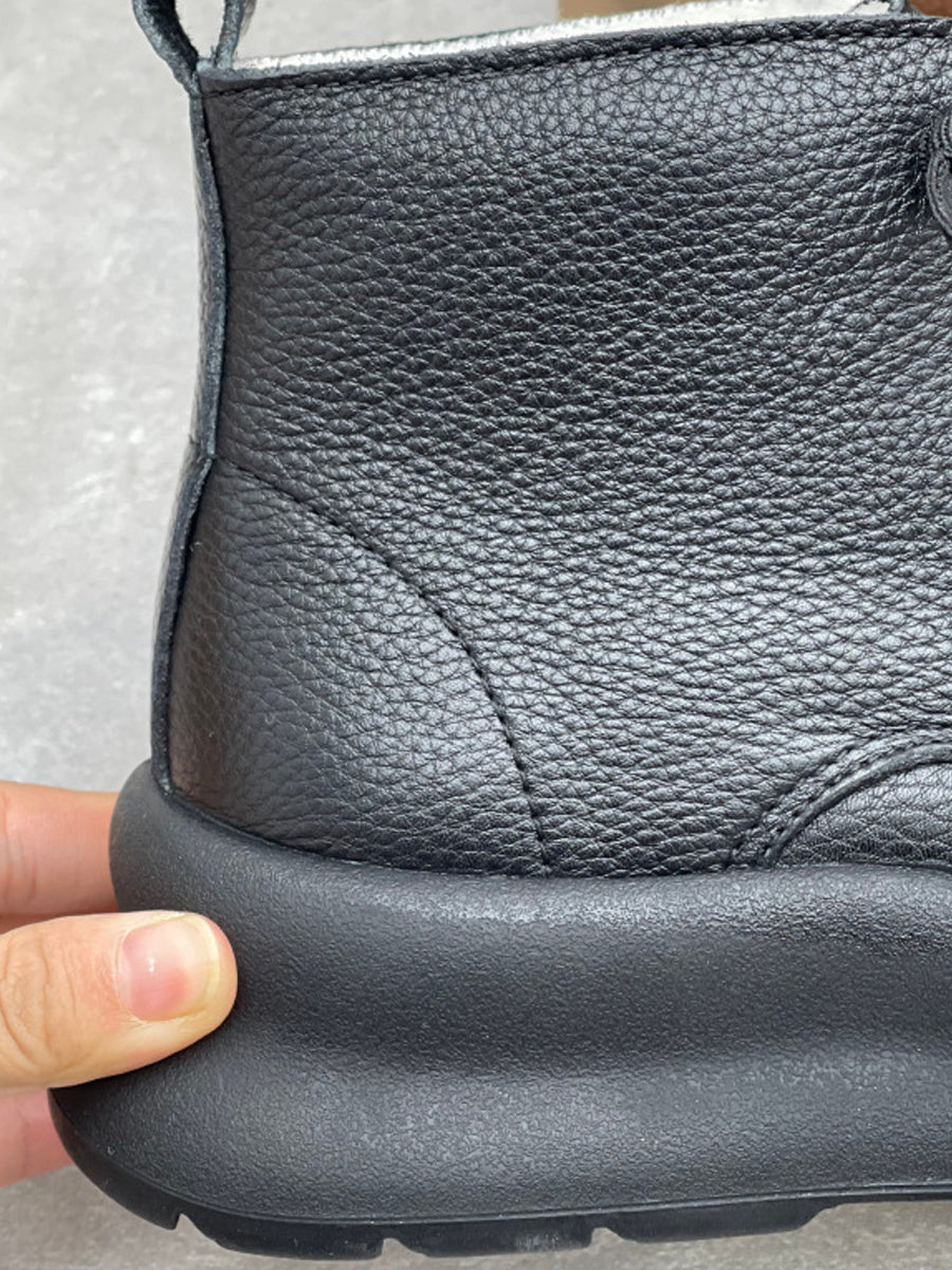 Women Vintage Genuine Leather Fleece-lined Boots