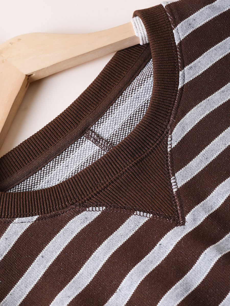 Women Autumn Casual Stripe O-Neck Blouse