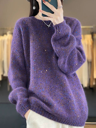 Women Autumn Artsy Wool O-Neck Knitted Sweater