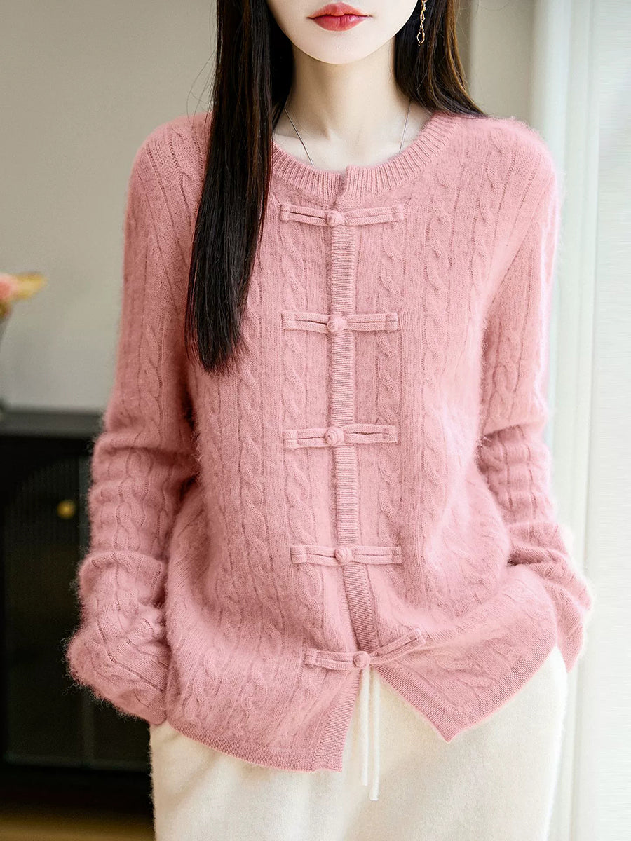 Women Autumn Ethnic Warm Wool O-Neck Sweater