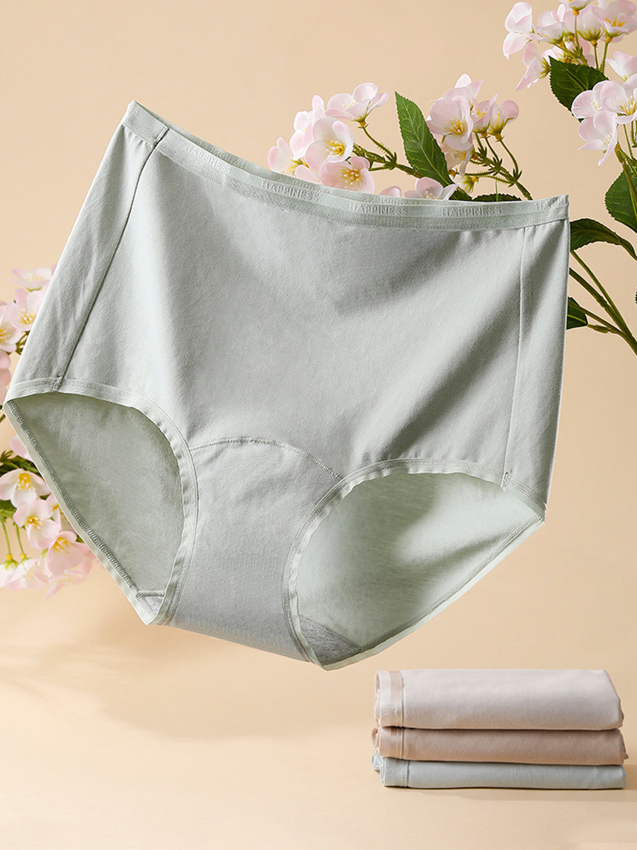 6 Pieces Women Winter Pure Color High Waist Underwear