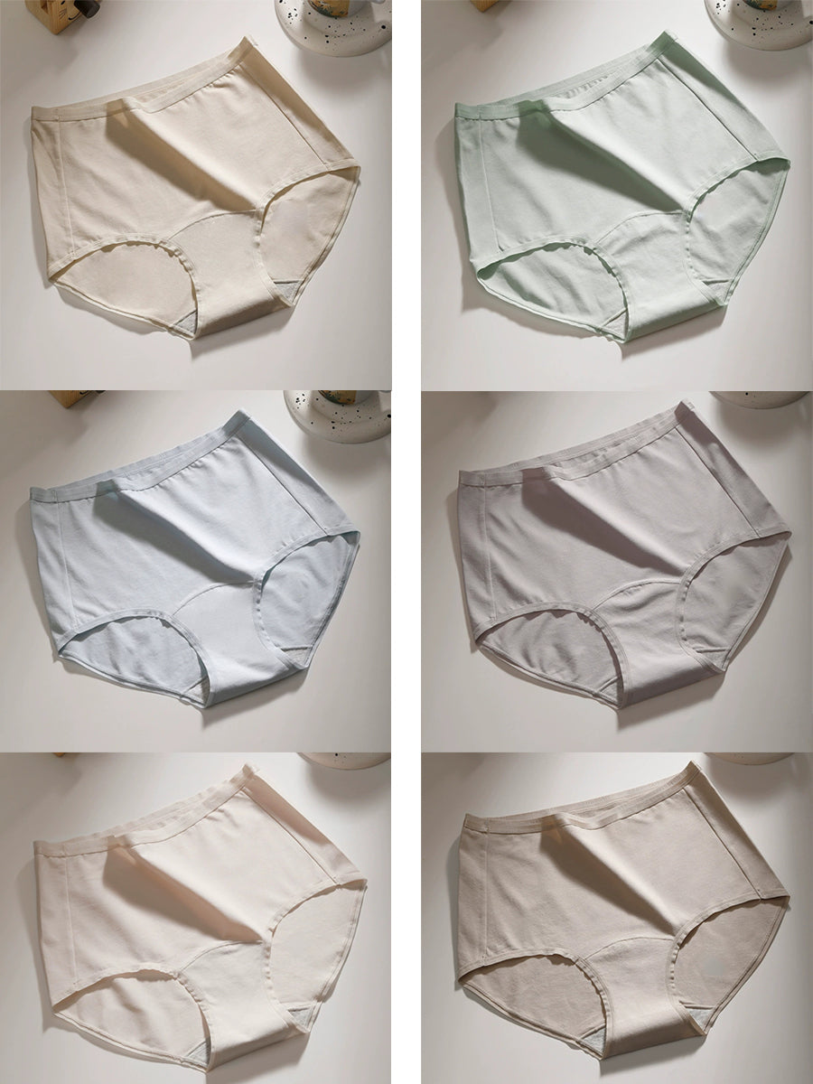 6 Pieces Women Winter Pure Color High Waist Underwear