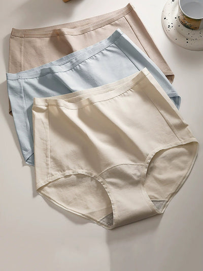 6 Pieces Women Winter Pure Color High Waist Underwear