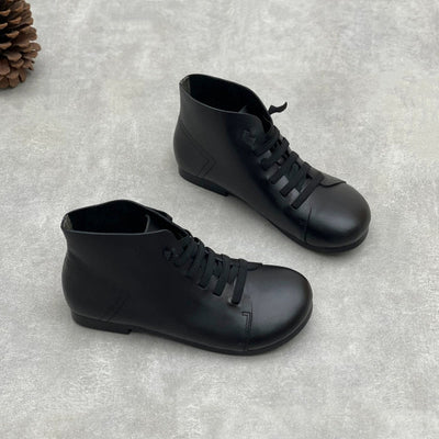 Women Winter Pure Color Genuine Leather Ankle Boots