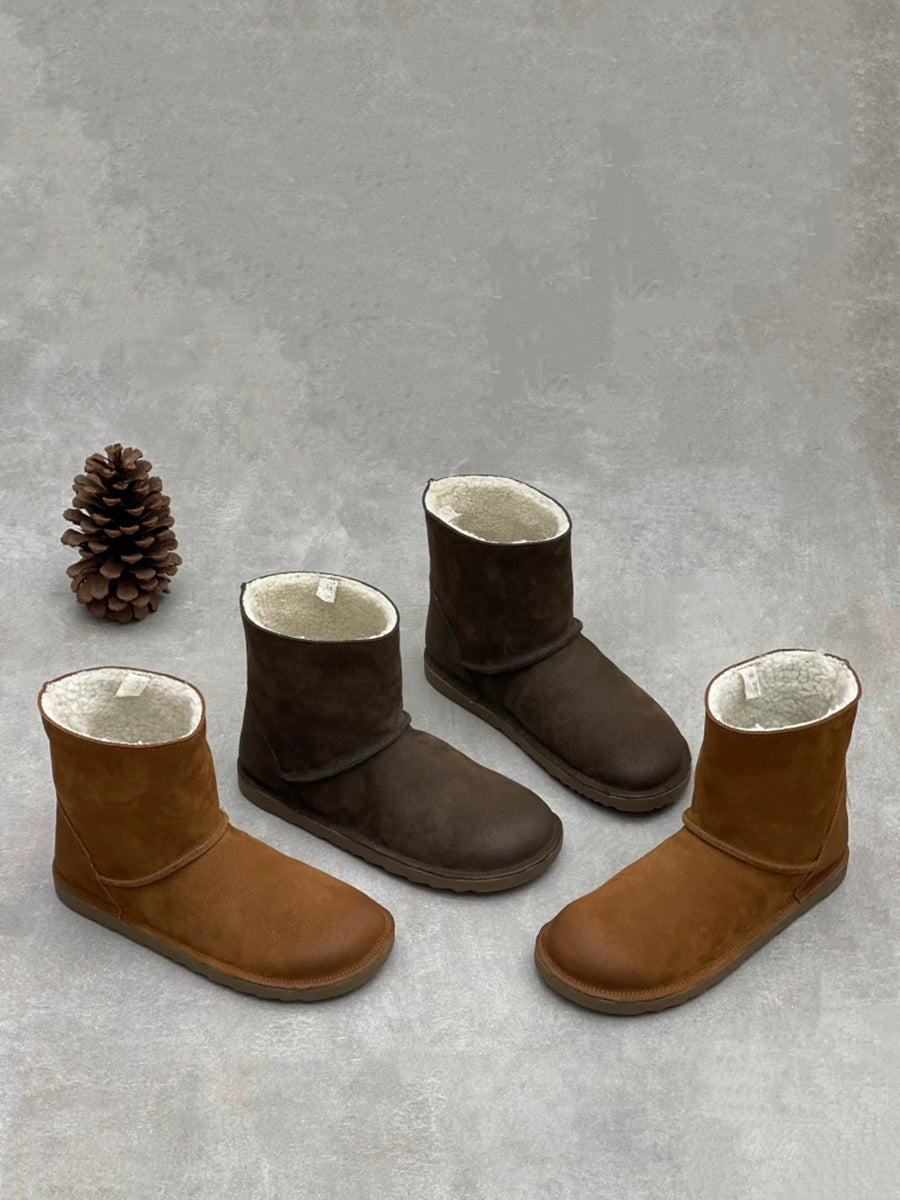Women Winter Genuine Leather Fleece-lined Snow Boots