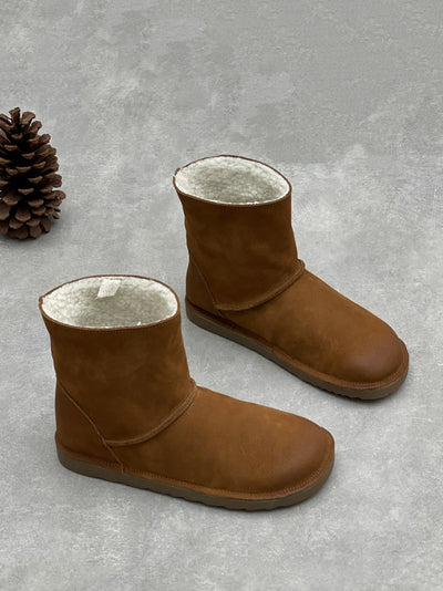 Women Winter Genuine Leather Fleece-lined Snow Boots