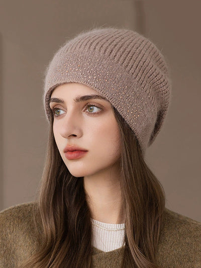 Women Casual Pure Color Warm Knitted Hat