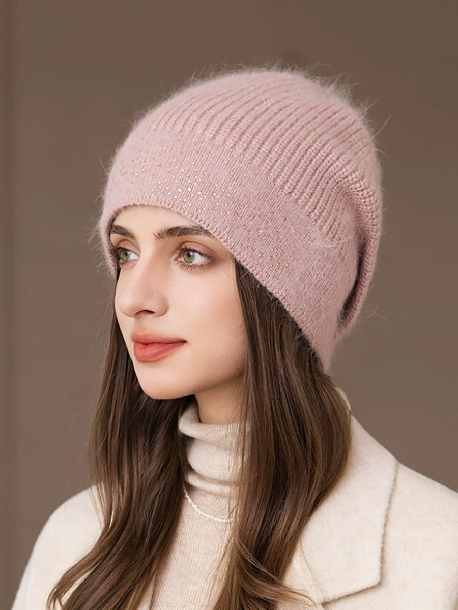 Women Casual Pure Color Warm Knitted Hat