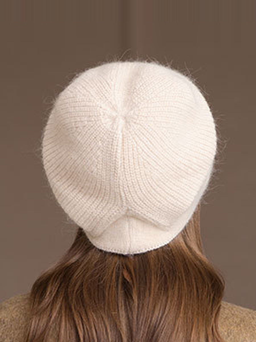 Women Casual Pure Color Warm Knitted Hat