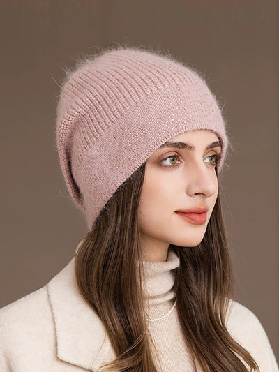 Women Casual Pure Color Warm Knitted Hat