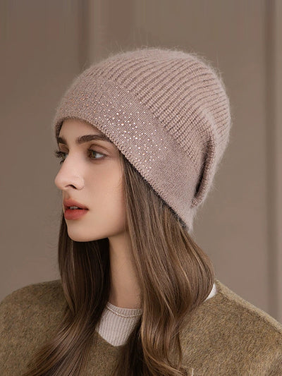 Women Casual Pure Color Warm Knitted Hat