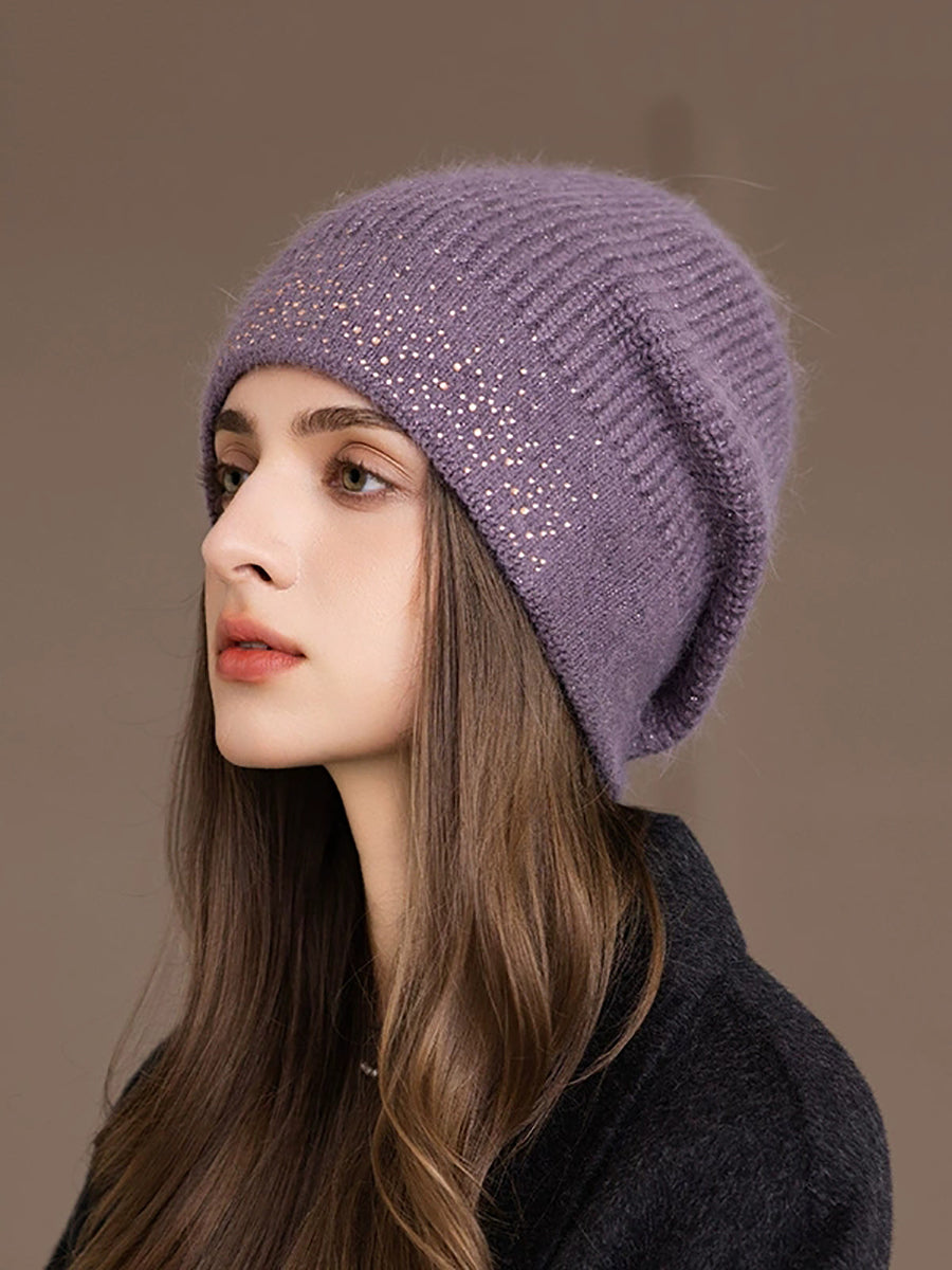 Women Casual Pure Color Warm Knitted Hat
