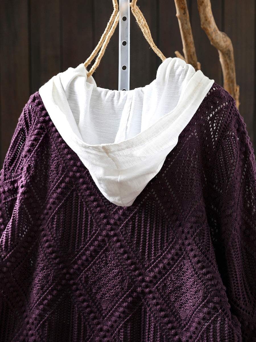 Women Autumn Vintage Rhomboids Knitted O-Neck Sweater