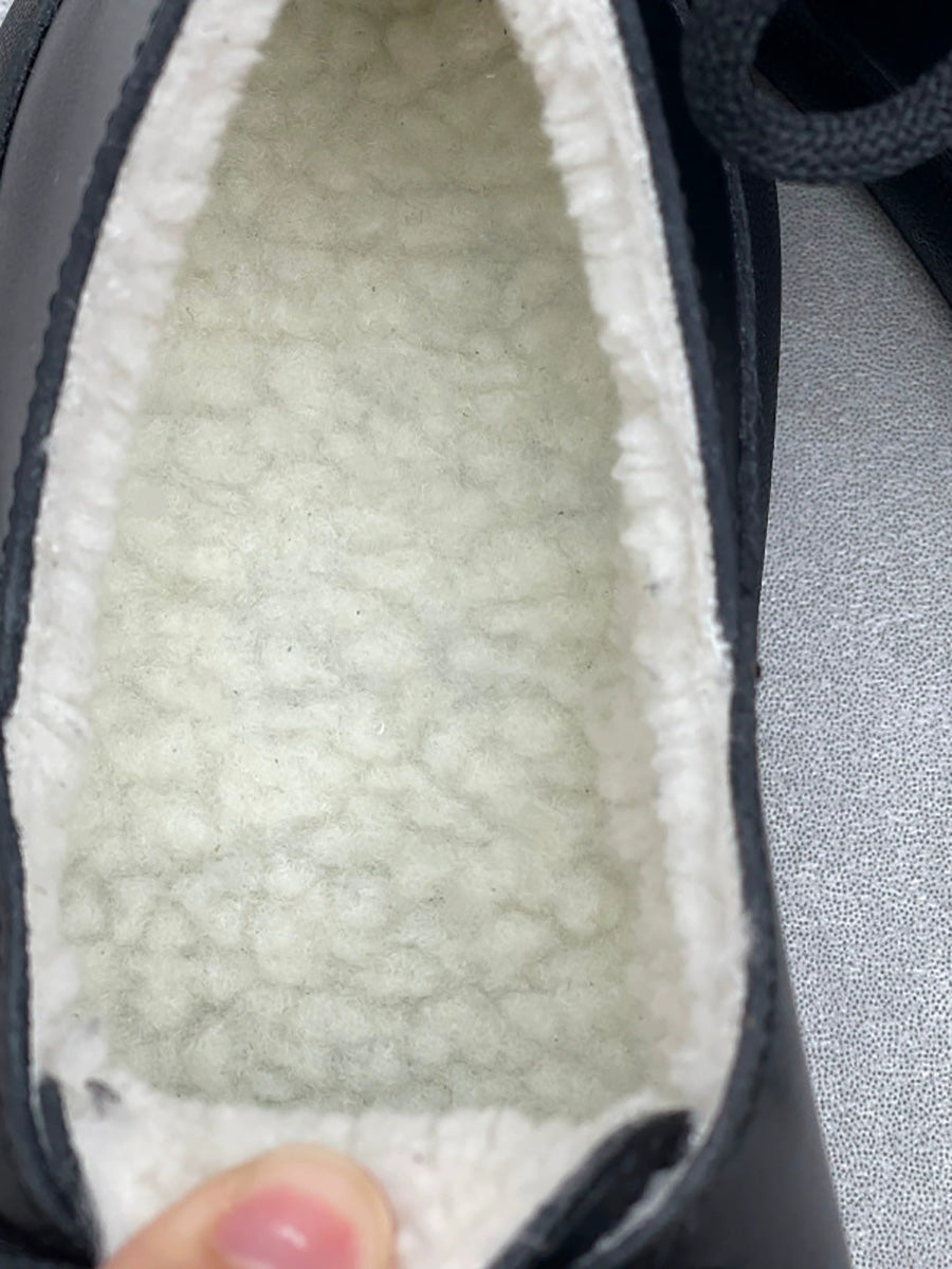 Women Winter Genuine Leather Fleece-lined Flat Shoes