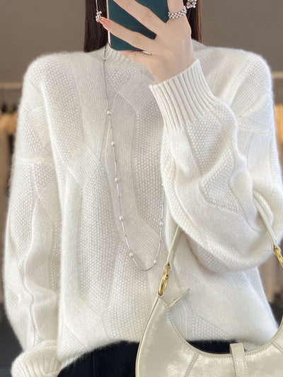 Women Autumn Pure Color Wool Half-Turtleneck Knitted Sweater