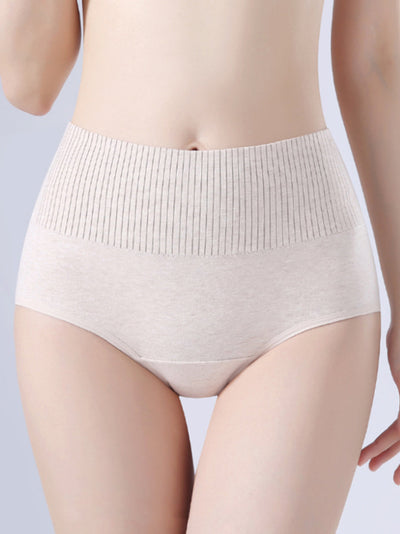 6 Pieces Women Winter Pure Color High Waist Underwear