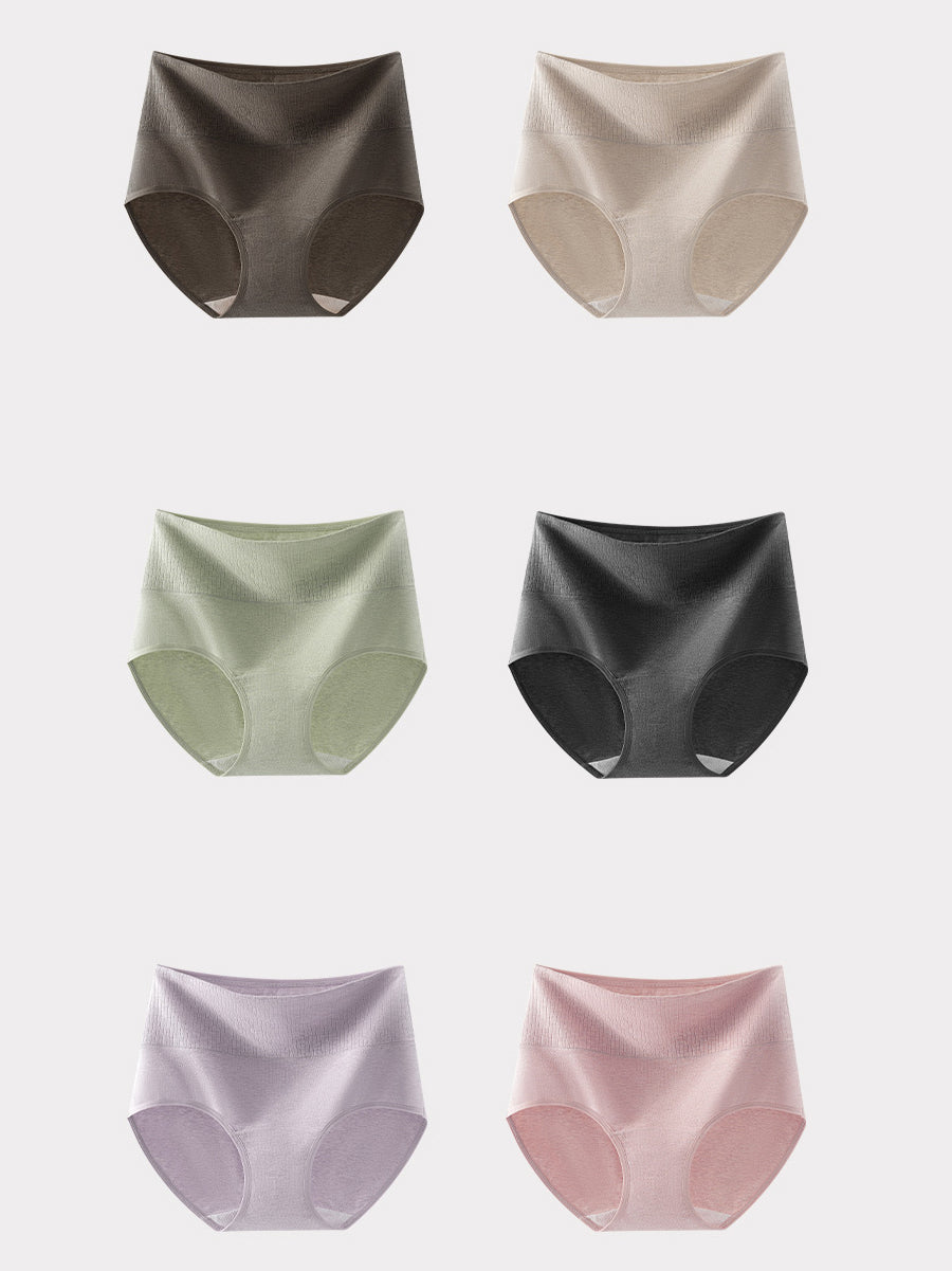 6 Pieces Women Winter Pure Color High Waist Underwear