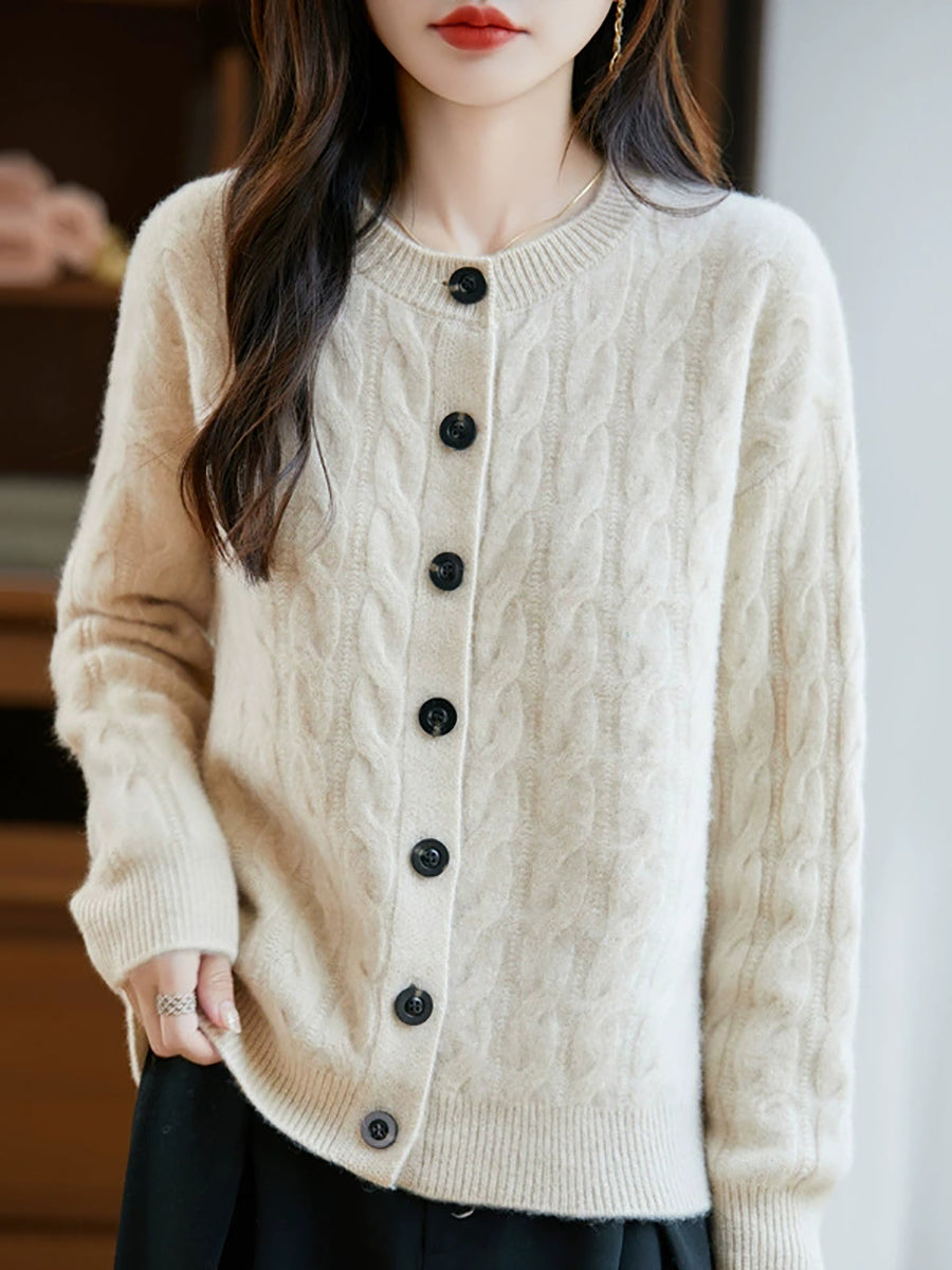 Women Autumn Casual Warm Wool O-Neck Sweater